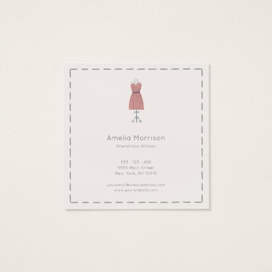 Chic Pink Sewing Business Thank You Card (裏面)