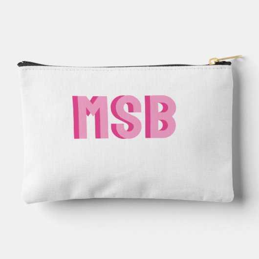 Chic Pink Shadow Block Monogram, Personalized  アクセサリーポーチ (裏面)