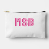 Chic Pink Shadow Block Monogram, Personalized  アクセサリーポーチ (正面)
