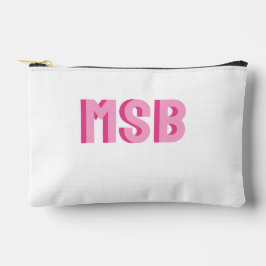Chic Pink Shadow Block Monogram, Personalized  アクセサリーポーチ