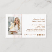 Chic Pink Stripe Baking Pastry Chef Cupcake Bakery ロイヤリティカード (裏面)