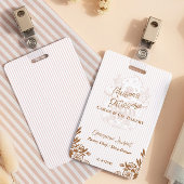 Chic Pink Stripe Cupcake Bakery Business Employee バッジ