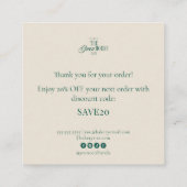 Chic Pink Stripes Green Bakery Business Thank You  スクエア名刺 (裏面)