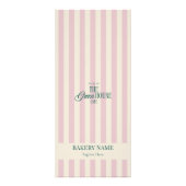 Chic Pink Stripes Green Bakery Logo QR Price ラックカード (正面)
