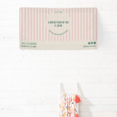Chic Pink Stripes Simple Bakery Name Event 横断幕 (インサイチュ)