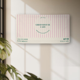 Chic Pink Stripes Simple Bakery Name Event 横断幕
