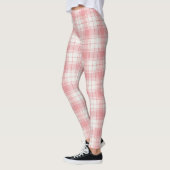 Chic Pink Tartan Leggings - Casual Gift for Her レギンス (左)