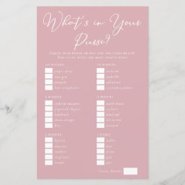 Chic Pink What's in Your Purse Bridal Shower Game