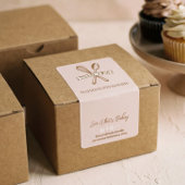 Chic Pink Whisk Spoon Thank You Bakery Box Seal ラベル