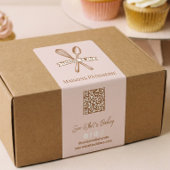 Chic Pink Whisk Spoon Thank You QR Code Bakery Box ラベル