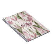 Chic Pink White Tulip Flowers  ノートブック (右側)