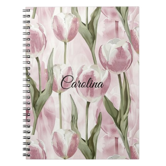 Chic Pink White Tulip Flowers  ノートブック (正面)