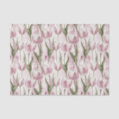 Chic Pink White Tulip Flowers Birthday 薄葉紙 (正面)