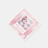 Chic Pinkmas Winter Forest Napkins Snowman Holiday スタンダードカクテルナプキン (角)