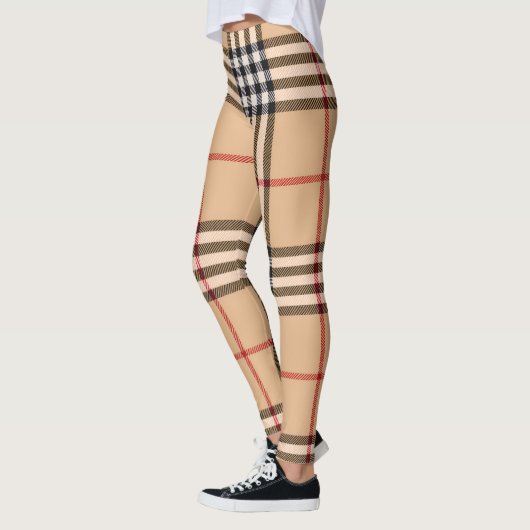 Chic Plaid Warm Tan Base Crisp White Black Brown  レギンス (左)