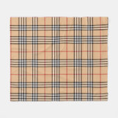 Chic Plaid Warm Tan Base White Black Brown Tartan フリースブランケット (正面(横))
