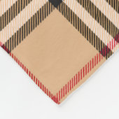 Chic Plaid Warm Tan Base White Black Brown Tartan フリースブランケット (角)