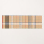 Chic Plaid Warm Tan Base White Black Brown Tartan ヨガマット (正面(横))