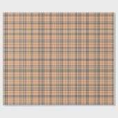 Chic Plaid Warm Tan Base White Black Brown Tartan ラッピングペーパー (フラット)