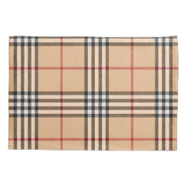 Chic Plaid Warm Tan Base White Black Brown Tartan 枕カバー
