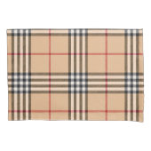 Chic Plaid Warm Tan Base White Black Brown Tartan 枕カバー (正面)