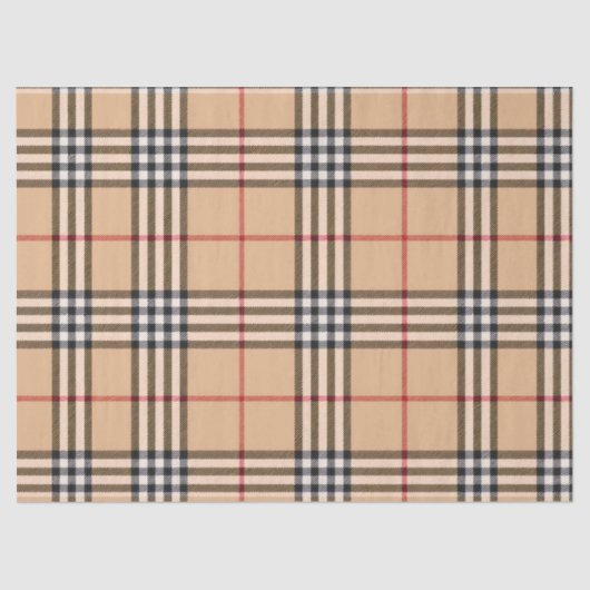 Chic Plaid Warm Tan Base White Black Brown Tartan 薄葉紙 (正面)