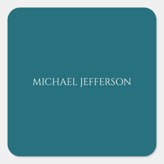 Chic Plain Dark Teal Color Personalized Custom スクエアシール (正面)