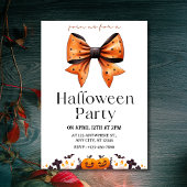Chic Polka Dot Bow Halloween Party Invitation 招待状