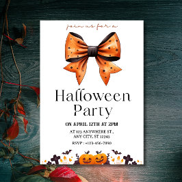 Chic Polka Dot Bow Halloween Party Invitation 招待状