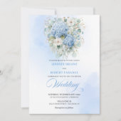 Chic Powder Blue Hydrangea Floral Wedding Invite 招待状 (正面)