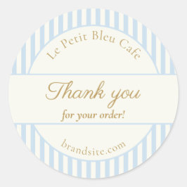 Chic Powder Blue Stripes Bakery Thank You Website  ラウンドシール
