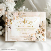 Chic Powder Pink Boho Floral Wedding Guest Book ゲストブック