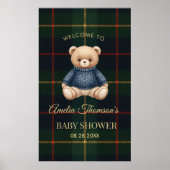 Chic Preppy Teddy Bear Baby Shower  ポスター (正面)