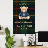 Chic Preppy Teddy Bear Baby Shower  ポスター (ホームオフィス)