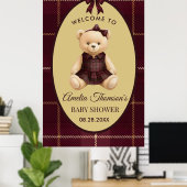 Chic Preppy Teddy Bear Baby Shower  ポスター (ホームオフィス)