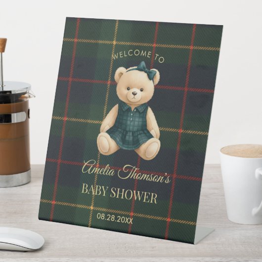 Chic Preppy Teddy Bear Baby Shower 台座サイン (インサイチュ)