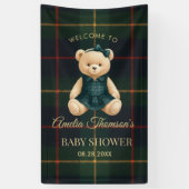 Chic Preppy Teddy Bear Baby Shower 横断幕 (縦)