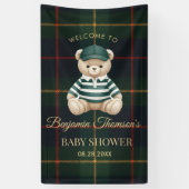 Chic Preppy Teddy Bear Baby Shower 横断幕 (縦)
