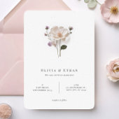 Chic Pressed Flower Rounded Corner Style Wedding  招待状
