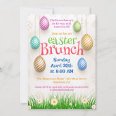 Chic Pretty Watercolor Egg Hunt & Easter Brunch 招待状 (正面)