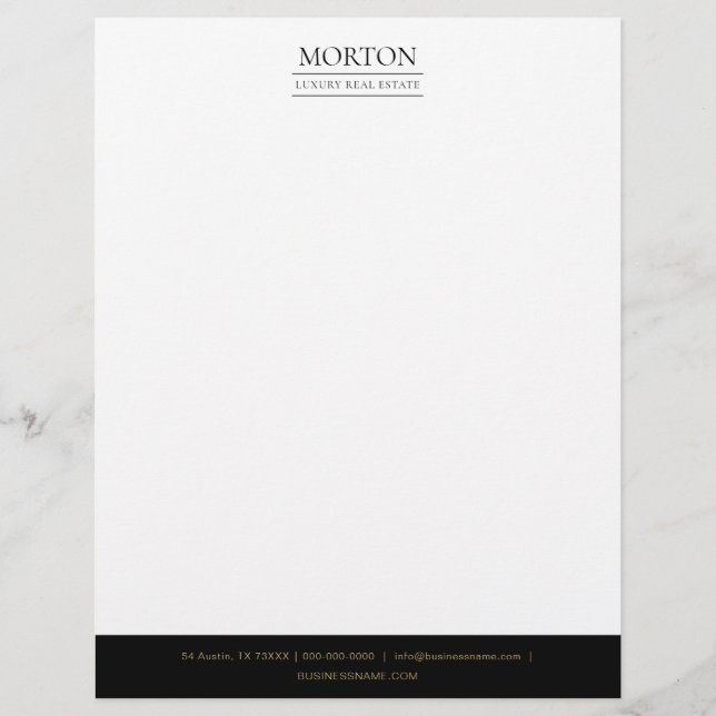 Chic Professional Black Gold Luxury Real Estate  レターヘッド (正面)