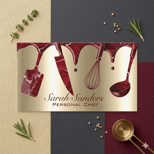 Chic Professional Personal Chef Catering Gold   名刺