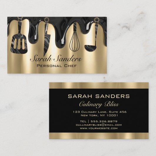 Chic Professional Personal Chef Catering Gold   名刺 (正面/裏面)