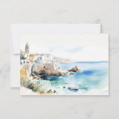 Chic Puglia Italy Watercolor Landscape Wedding 出欠カード (裏面)