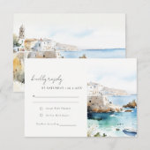 Chic Puglia Italy Watercolor Landscape Wedding 出欠カード (正面/裏面)