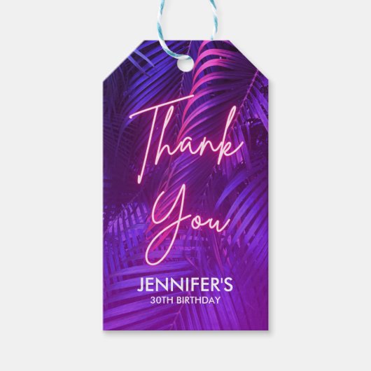  Chic Purle Palm Leaf Birthday Gift Tag ギフトタグ (正面)