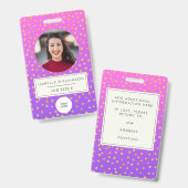 Chic Purple金ゴールドドット従業員写真企業のID バッジ (正面＆裏面)
