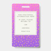 Chic Purple金ゴールドドット従業員写真企業のID バッジ (裏面)