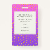 Chic Purple金ゴールドドット従業員写真企業のID バッジ (裏面)