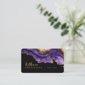 Chic Purple Agate gold glitter marble Professional 名刺 (スタンド正面)
